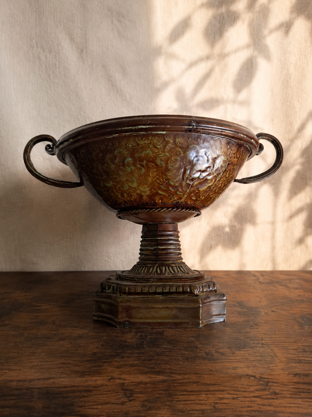 Handled pedestal bowl found at a thrift store